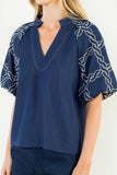 THML Anita Puff Sleeve Embroidered Top