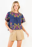 THML Louisa Short Sleeve Embroidery Detail Top