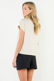 Bertha Short Sleeve Suede THML Top