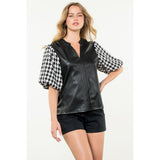 Jemma Mixed Media Leather THML Top - SALE