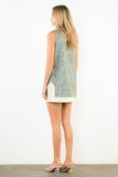 THML Rosana Sleeveless Split Neck Pattern Trim Dress