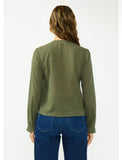 Lovestitch Diana V Neck Embroidered Button Down Top