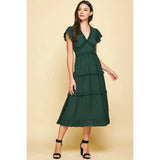 Shay Hunter Green Ruffled Tea Length PINCH Dress
