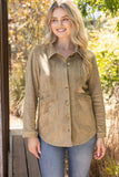 Ayla Collared Button Down Solid Suede VOY Jacket