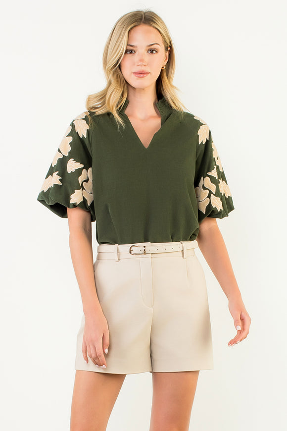 Eleonor Chenille Puff Sleeve THML Top