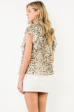 Eliana Flutter Sleeve Print Button Up THML Top