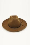 Olive & Pique - Western Cowboy Hat, 100% Wool Felt, Feather Trim, Cognac Hat