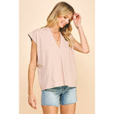 Eve Cap Sleeves V-Neck Pinch Top