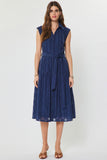 Elizabeth Cap Sleeve Button Down Tiered Midi Dress