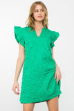 Kiara Ruffle Sleeve Textured THML Dress