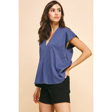 Jana Cap Sleeves V-Neck Pinch Top