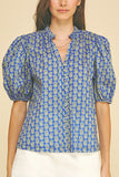PINCH Noah Paisley Print V Neck Blouse