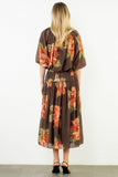 THML Ava Floral Print Skirt with Velvet Tie Waist