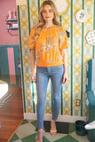 Dahlia Contrast Band Detailed Floral Embroidery VOY Top