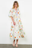 Laura Puff Sleeve Floral Maxi THML Dress