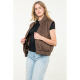 Twyla Striped Texture Zip Up THML Vest Jacket-SALE