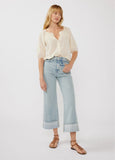 Lovestitch Kinsley Short Puff Sleeve Button Down Top
