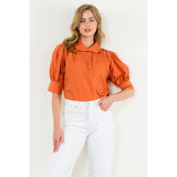 Tori Short Sleeve CollaredTHML Top