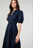 Renee Navy Pleated Midi Current Air Dress