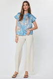 Magaly Split V Neck Button Down Current Air Blouse