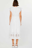 Leia White Flutter Sleeve Midi Current Air Dress