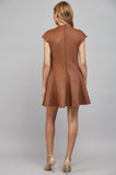 Cora High Neckline Flare Suede Mini FATE Dress