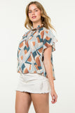 Heather Flutter Sleeve Print THML Top