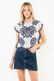 THML Aliana Short Sleeve Embroidery Detail Top