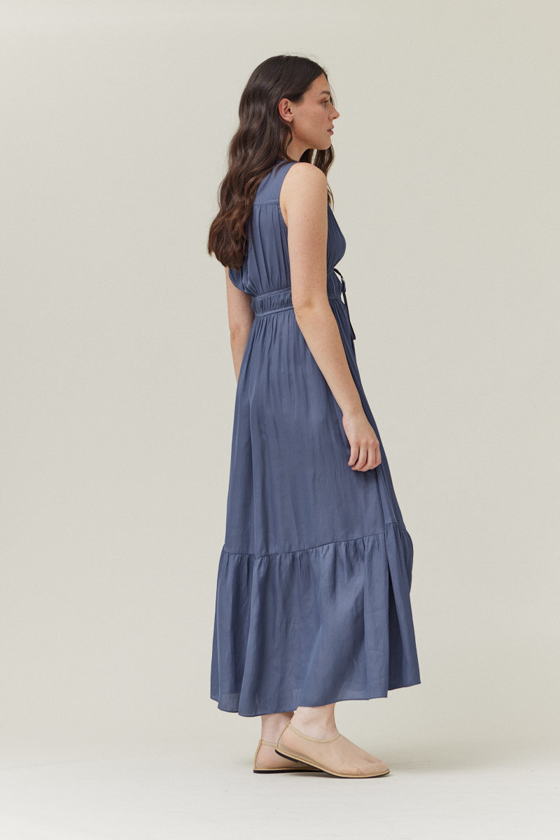 chinese dress ladies Hannah Grade and Gather Satin Maxi Dress L