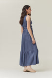 Hannah Grade and Gather Satin Maxi Dress