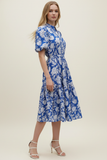 PINCH Erica Floral Print Tiered Midi Dress