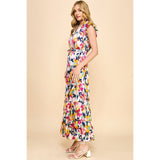 Abelia Print Satin Tiered Maxi PINCH Dress