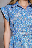 Kristella Shirt Collar Button Down Print Midi Current Air Dress