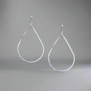 Bella Pear Hammered Silver Earrings