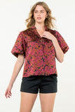 Cecilia Puff Sleeve Flower Pattern THML Top