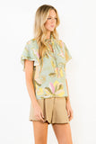 THML Camila Flowy Flower Top With Tie Front