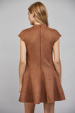 Cora High Neckline Flare Suede Mini FATE Dress
