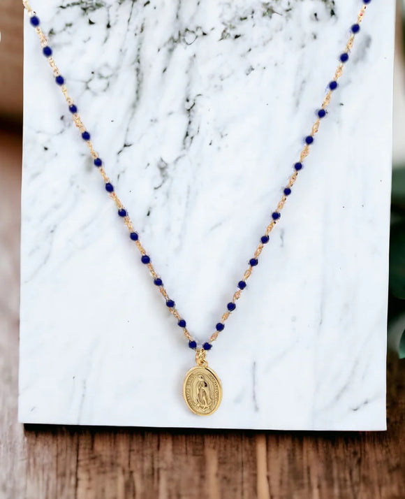 Virgin Mary Beaded Chain Necklace