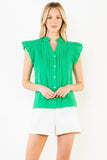 THML Alison Flutter Sleeve Button Down Top