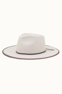 Olive & Pique - AVRIL - 100% Wool Felt Rancher, Tribal Cocoa Band, Ivory Hat