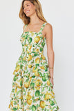 Kaila Lemon Print Sleeveless Tiered Midi Current Air Dress