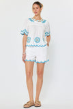 Carolyn Embroidered Scalloped Hem Current Air Blouse