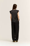 Gabriela Grade and Gather Polka Dot Ruffle Satin Sleeveless Blouse