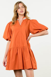 Gia Puff Sleeve V Neck THML Dress-SALE