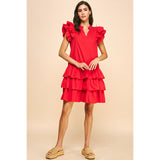 Vivianne Red Ruffle Tiered Mini PINCH Dress