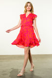 Katrina Flower Print Tiered THML Dress