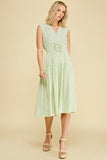 PINCH Carissa Striped Tiered Midi Dress with Tie Details