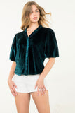 Myrna Puff Sleeve Velvet THML Top