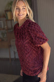 Alexandra Trellis Trimmed Crushed Velvet Bubble Sleeve VOY Top