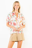 THML Zoe Short Sleeve Floral Print Top